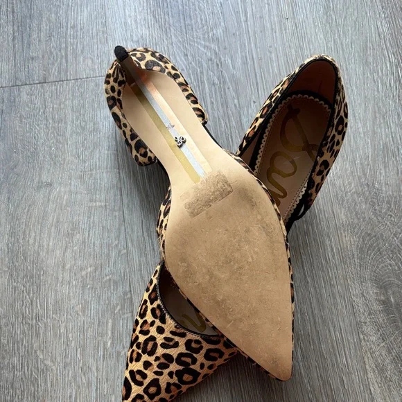 Sam Edelman Leopard Print Pointed Toe D'Orsay Heels Size 9.5 - Picture 4 of 6